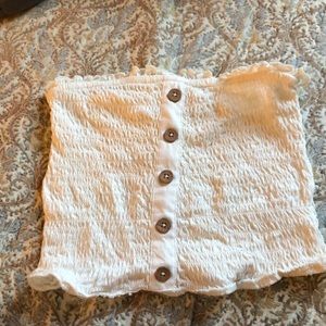 white/cream cute button tube top